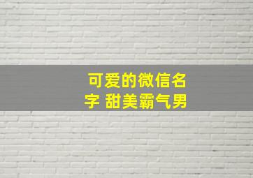 可爱的微信名字 甜美霸气男